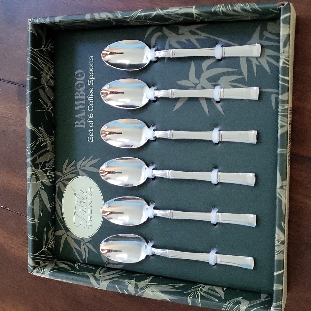 Bamboo Silver Coffee Spoons Set